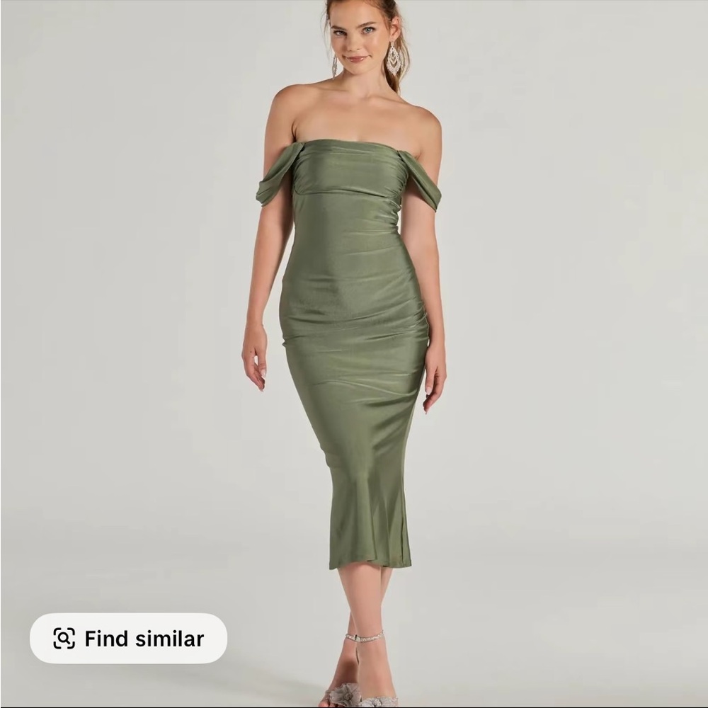 Sage Strapless Olive Dress